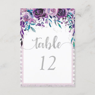 Convites Gráfico de Assentos com Número de Mesa Floral Roxo