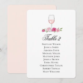 Convites Gráfico de assentos com rosas. Copo de vinho. Casa