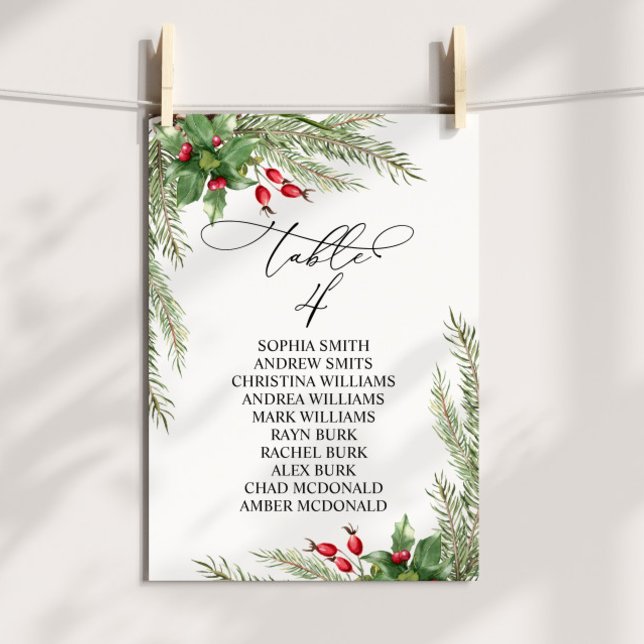 Convites Gráfico de Assentos da Tabela Red Berries de Natal (Criador carregado)