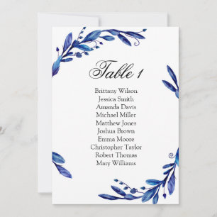 Convites Gráfico de assentos de casamento azul. Plano de me
