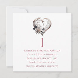 Convites Gráfico de Assentos de Casamento Cardíaco Rosa Mod