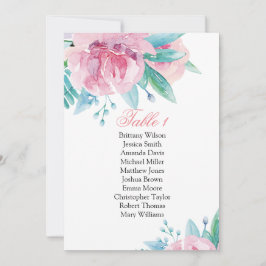 Convites Gráfico de assentos de casamento com flores cor-de