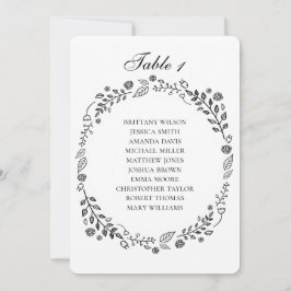Convites Gráfico de assentos de casamento com flores pretas