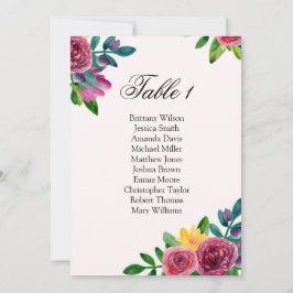 Convites Gráfico de assentos de casamento com flores românt