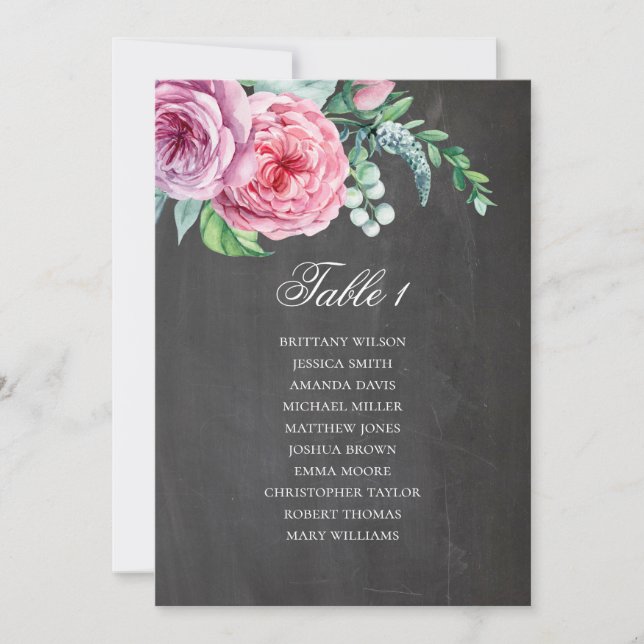 Convites Gráfico de assentos de casamento em quadro negro.  (Frente)