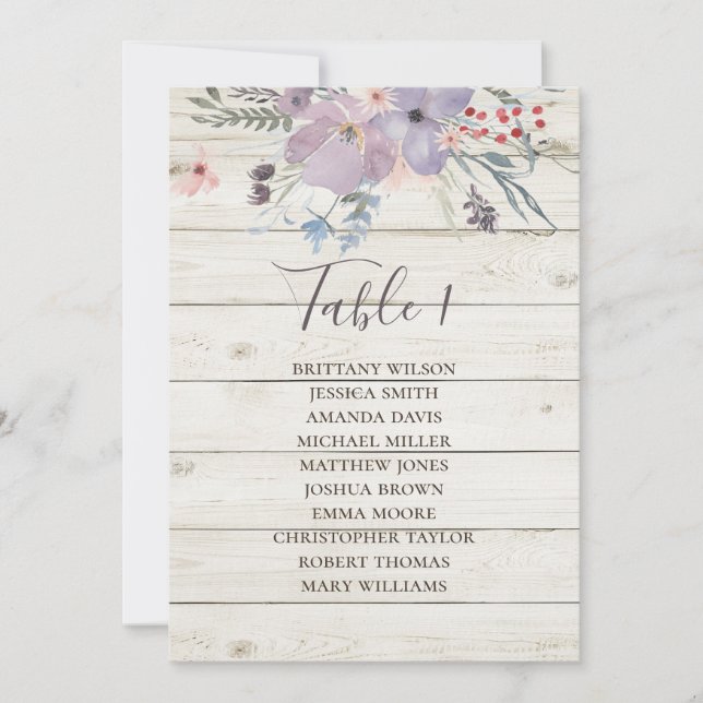 Convites Gráfico de assentos de casamento floral. Celeiro d (Frente)