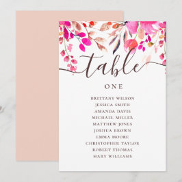 Convites Gráfico de assentos de casamento floral rosa em aq