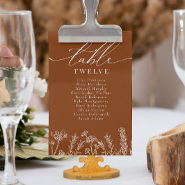 Convites Gráfico de Assentos de Casamento Laranja Queimada