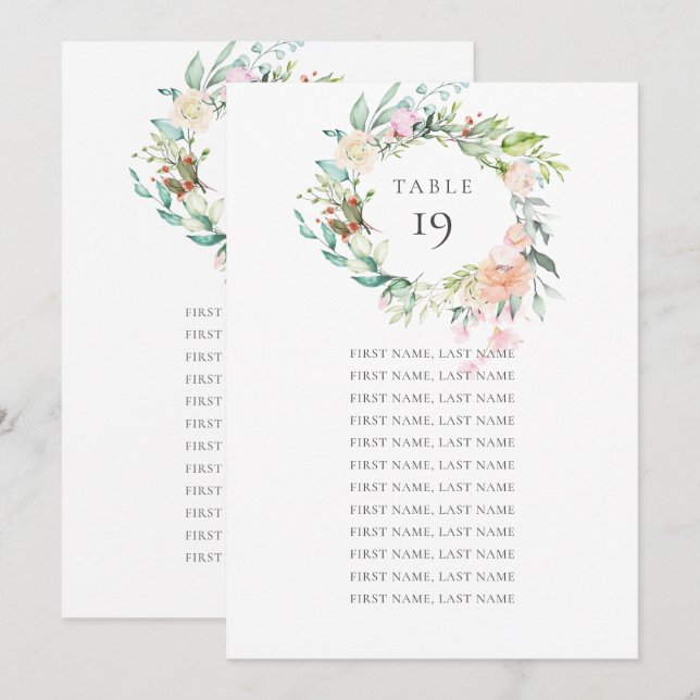 Convites Gráfico de Assentos de Garland Rosa Wild (Frente/Verso)