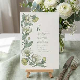 Convites Gráfico de Assentos de Mesa em Verde Sage Floral V
