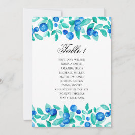 Convites Gráfico de assentos de mirtilos. Casamento azul e