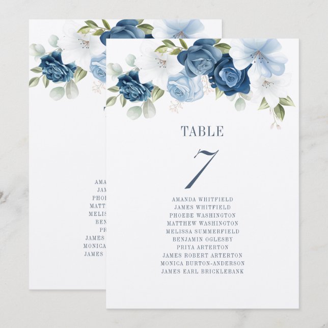 Convites Gráfico de Assentos de Números de Mesa Floral para (Frente/Verso)