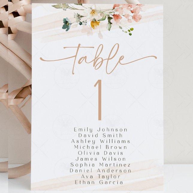Convites Gráfico de Assentos do Jardim de Flores Silvestres (wildflower garden seating chart, boho baby shower seating chart, floral table numbers, rustic weddin)
