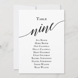 Convites Gráfico de Assentos do Script Elegante Preto Númer