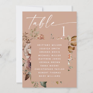 Convites Gráfico de assentos florais do Pinkish Tan boho