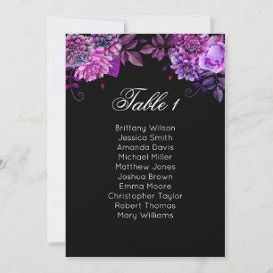 Convites Gráfico de assentos floral roxo. Plano de casament