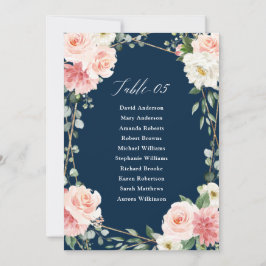 Convites Gráfico de Assentos Geométricos do Marinho Floral 