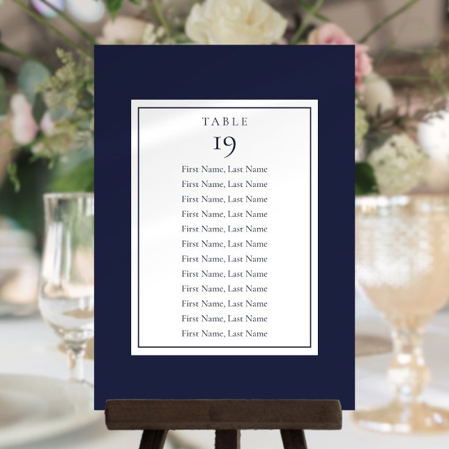 Convites Gráfico de Assentos Mesa Número Azul Marinho (Navy Blue Seating Chart Table Number)