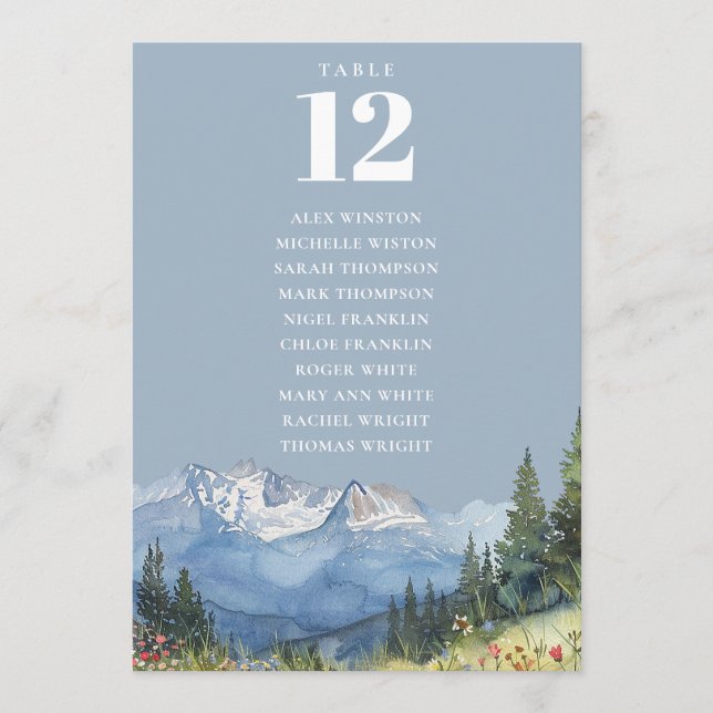 Convites Gráfico de assentos numerados de mesa Dusty Blue M (Frente)