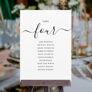 Convites Gráfico de Assentos Número 4 de Letra Preta Elegan