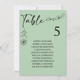 Convites Gráfico de Assentos Número da Mesa de Casamento Ve