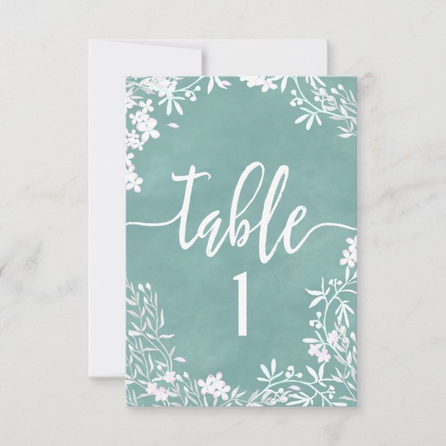 Convites Gráfico de Assentos Número da Mesa Floral Branco Q (Frente)