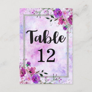 Convites Gráfico de Assentos Número da Mesa Floral Roxo e P
