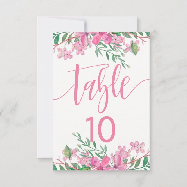 Convites Gráfico de Assentos Número da Mesa Rosa Amor Flore (Frente)