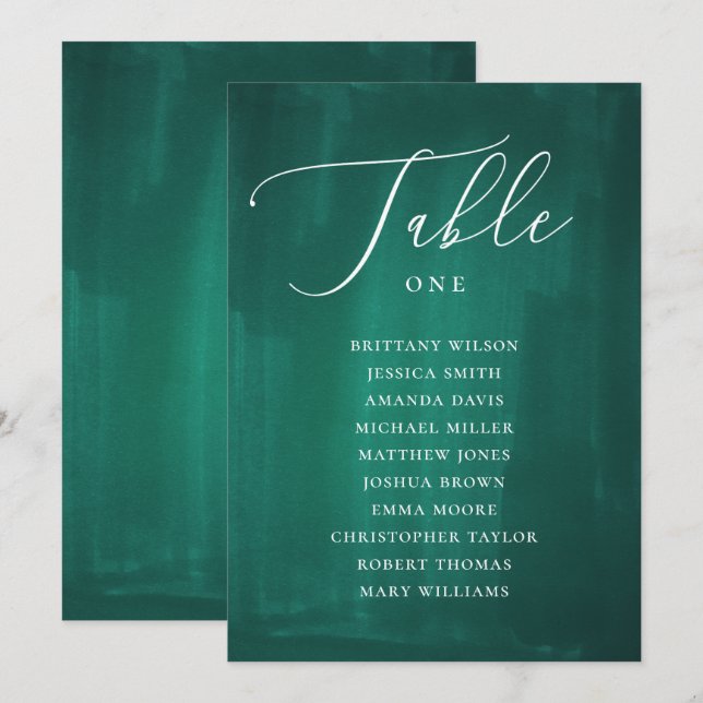 Convites Gráfico de assentos verde escuro. Casamento elegan (Frente/Verso)
