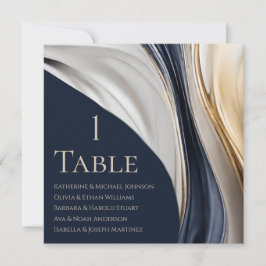 Convites Gráfico de Casamento - Azul Moderno Branco Dourado