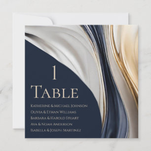 Convites Gráfico de Casamento - Azul Moderno Branco Dourado