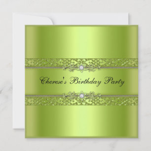 Convites Gráfico de Festa de Aniversário Verde-Limão Diaman