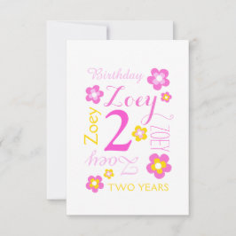 Convites gráfico de flores de 2º aniversário amarelo rosa s