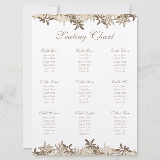 Convites Gráfico de Folhas Florais Estrilizadas de Tan e Br (Verso)