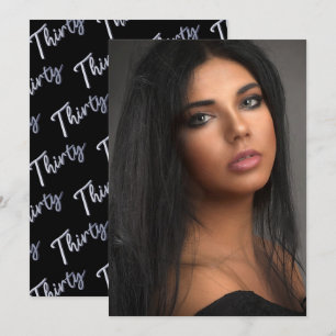 Convites Gráfico de fotos aniversário de 30 anos a preto pr