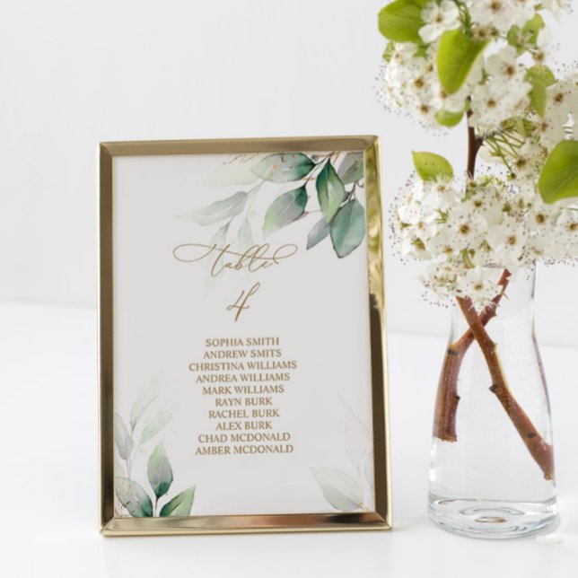 Convites Gráfico de Lugares Eucalyptus Greenery Número 4 (Criador carregado)