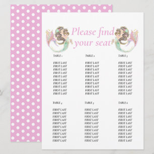 Convites Gráfico de mesa Chá de Bebê Marrom Sereia Rosa