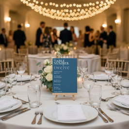 Convites Gráfico de nomes de Mesa Mínimo Azul Mudado