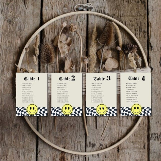 Convites Gráfico de número de mesa xadrez preto e branco re (Criador carregado)