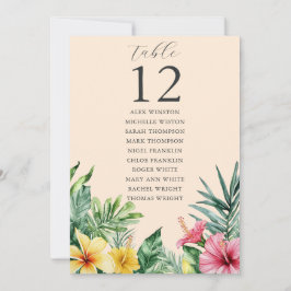 Convites Gráfico de Número de Tabela Floral Tropical Peach