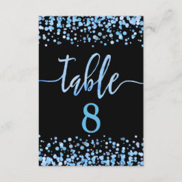 Convites Gráfico de Números de Mesa com Confetes Azul Claro