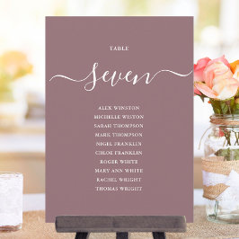 Convites Gráfico de Números de Mesa em Script Mauve Chic