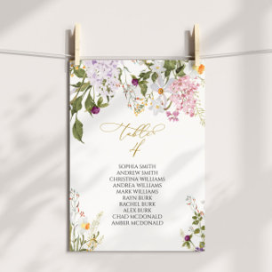 Convites Gráfico de Sentados de Flores Selvagens Tabela Núm