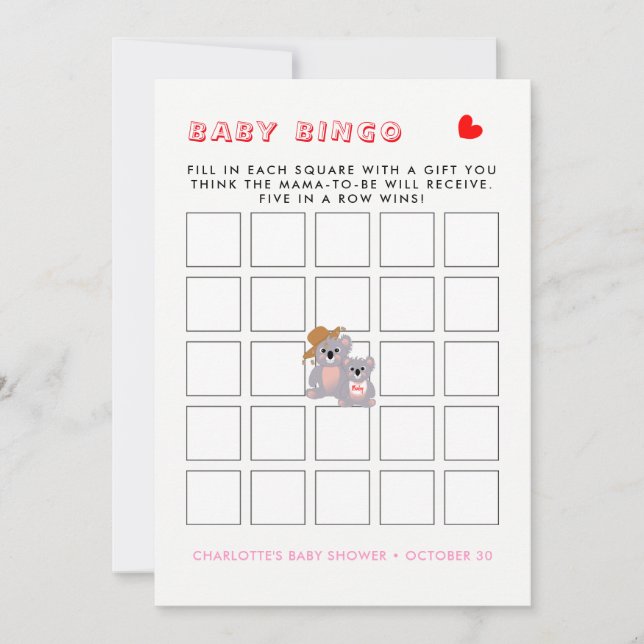 Convites Gráfico de Urso Koala Australiano (Frente)