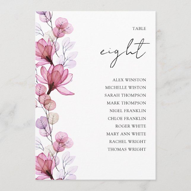 Convites Gráfico Sentado do Número de Tabela Floral de Foto (Frente)