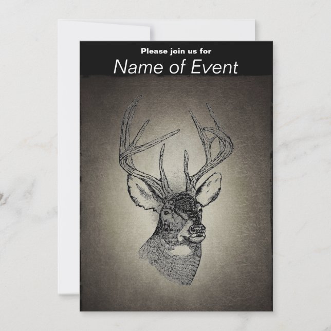 Convites Gráfico Vintage deer art (Frente)