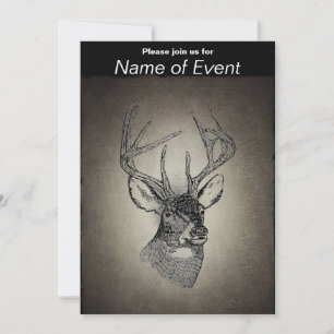 Convites Gráfico Vintage deer art