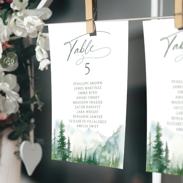 Convites Gráficos de assentos numerados da montanha Sage (Sage Mountain table number seating chart)