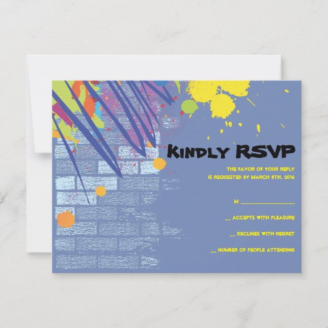 Convites Grafite Artista Bat Mitzvah Convide Resposta (Frente)