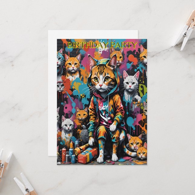 Convites Grafite de Artista de aniversário de 40 anos (Frente/Verso In Situ)